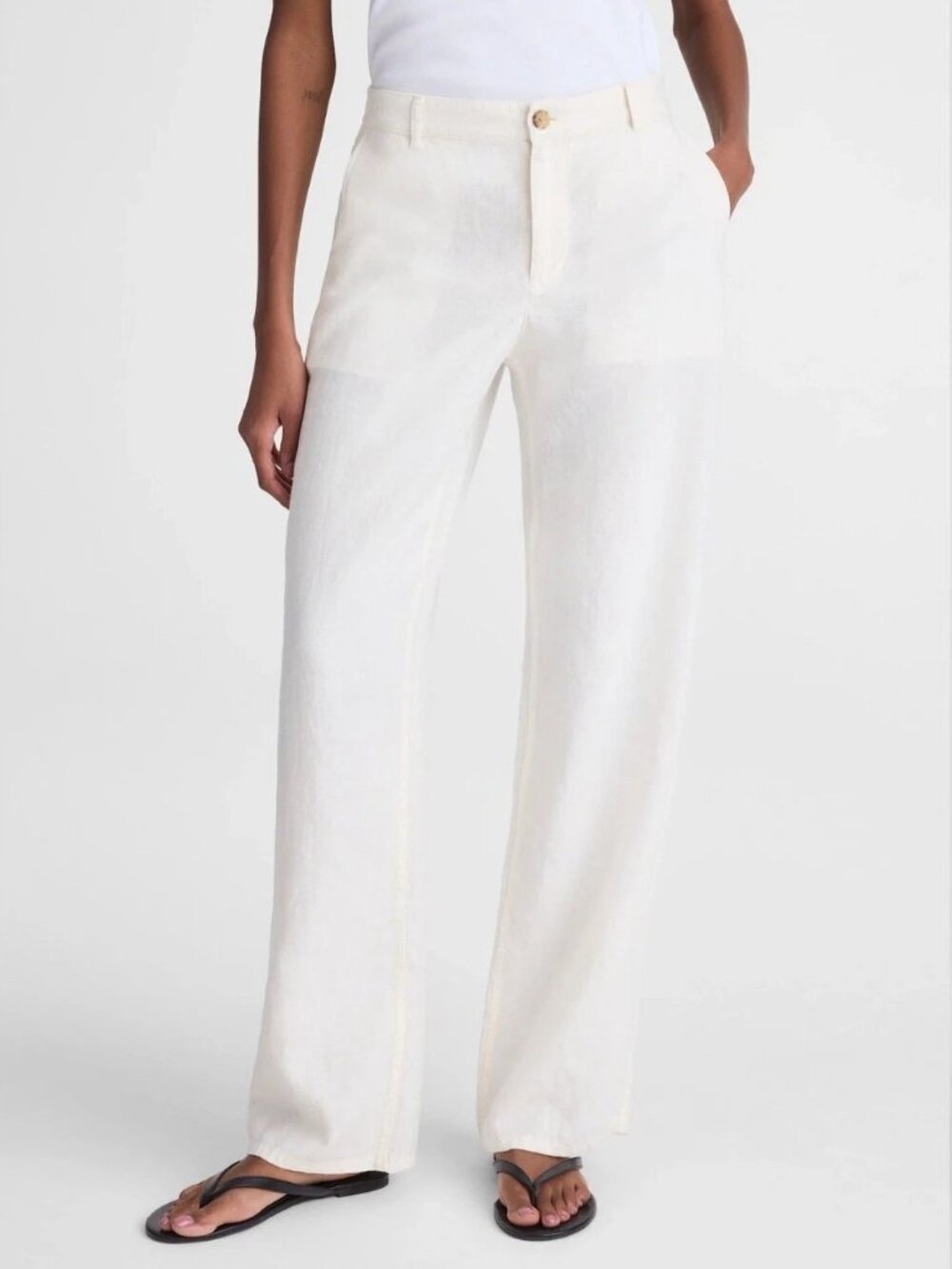 Madewell Cream Zoe Linen Trouser Pants 0 Short NWT